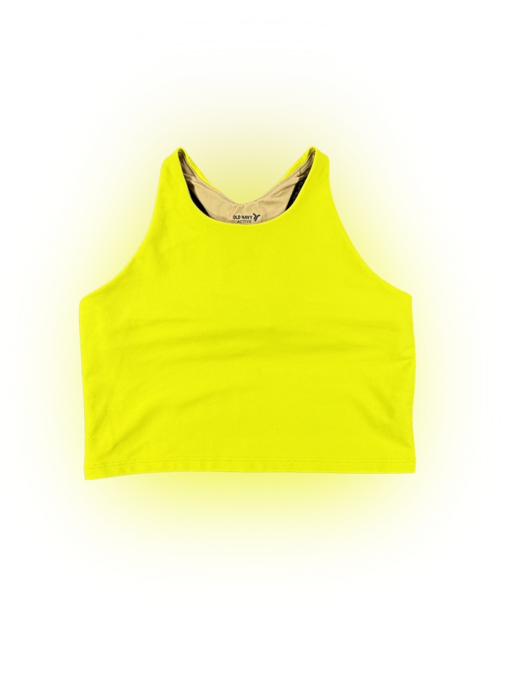 Youth Girls Old Navy Bright Neon Yellow Active Crop Tank Sports Bra Size L 10-12